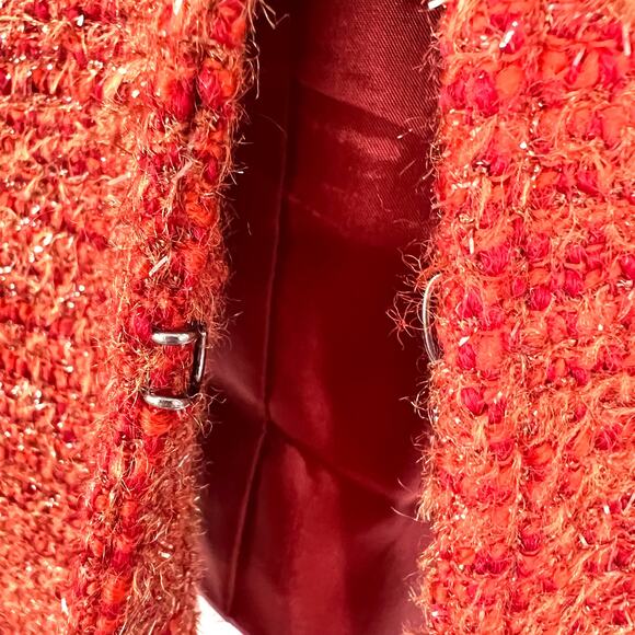 Lafayette 148 Womens 6 Wool Blend Super Sparkly Burnt Orange Blazer Jacket Top - Picture 9 of 10